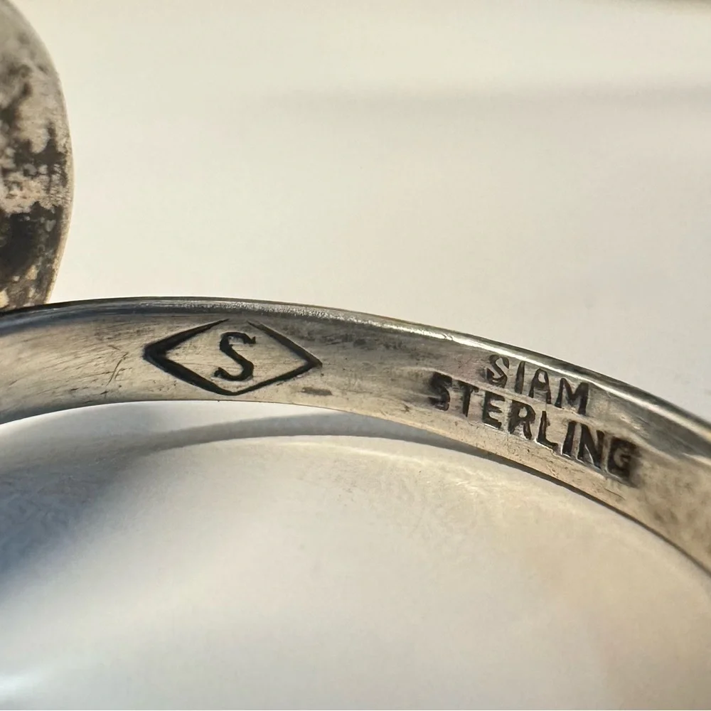 Vintage Siam Sterling Silver Niello Dancer Ring